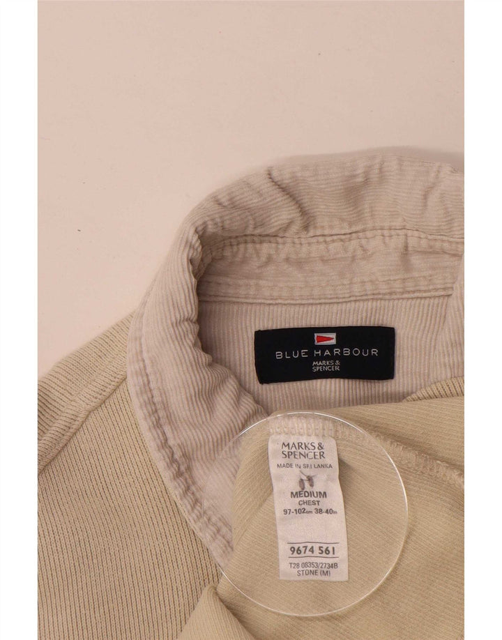 Polo da uomo a maniche lunghe Marks & Spencer in cotone beige medio