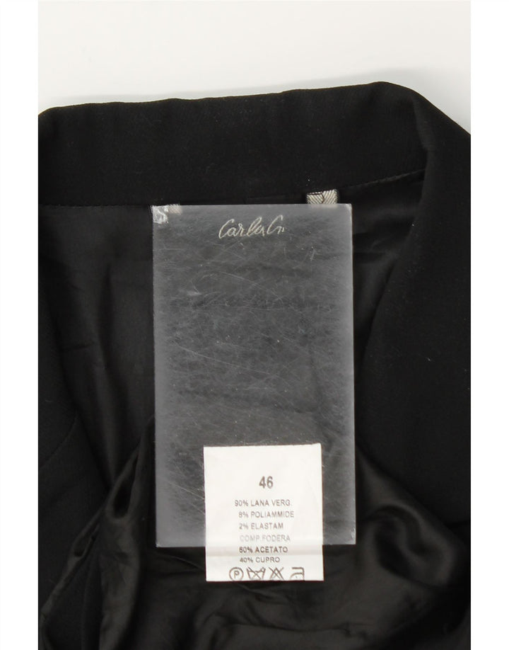 Giacca blazer vintage da donna lunga a 1 bottone IT 46 grande nera