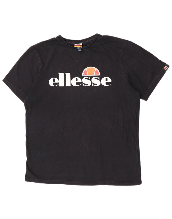 T-shirt grafica da donna Ellesse Top UK 14 grande cotone nero