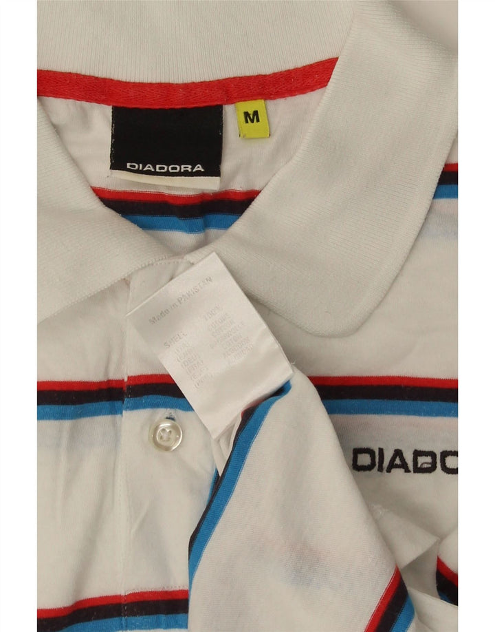 Polo Diadora Uomo Cotone Rigato Medio Bianco
