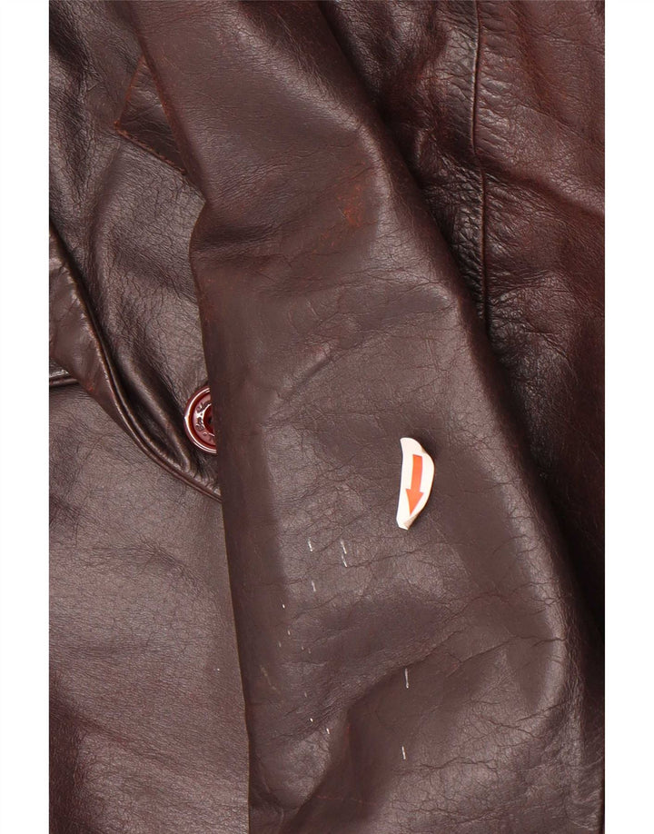 Giacca blazer in pelle da uomo a 3 bottoni Ben Sherman UK 38 Marrone medio