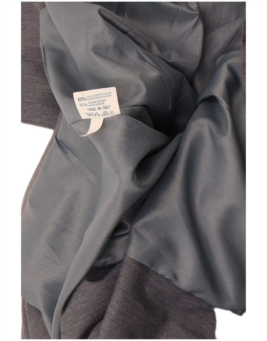 Giacca blazer doppiopetto vintage da donna UK 12 Poliestere grigio medio