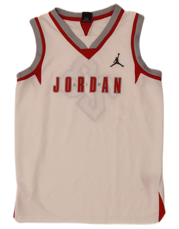 Canotta grafica Jordan da ragazzo, 12-13 anni, grande, in poliestere color block bianco