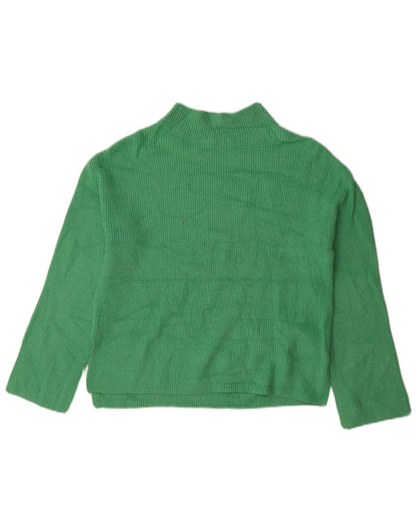Maglione maglione a collo alto da donna Marks & Spencer UK 10 piccolo viscosa verde