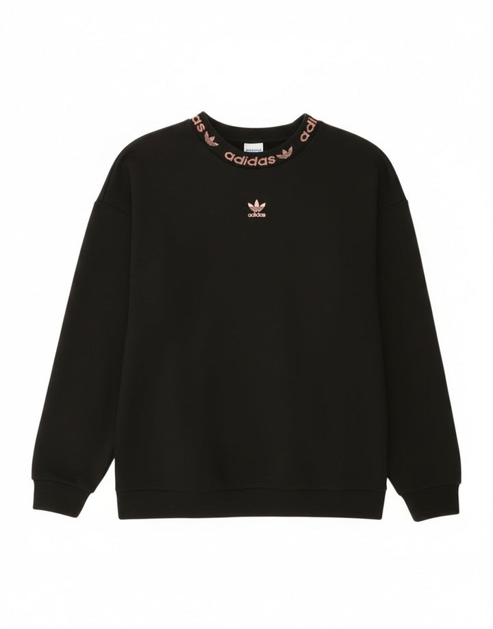 Felpa oversize con grafica da donna Adidas UK 4 piccola in cotone nero