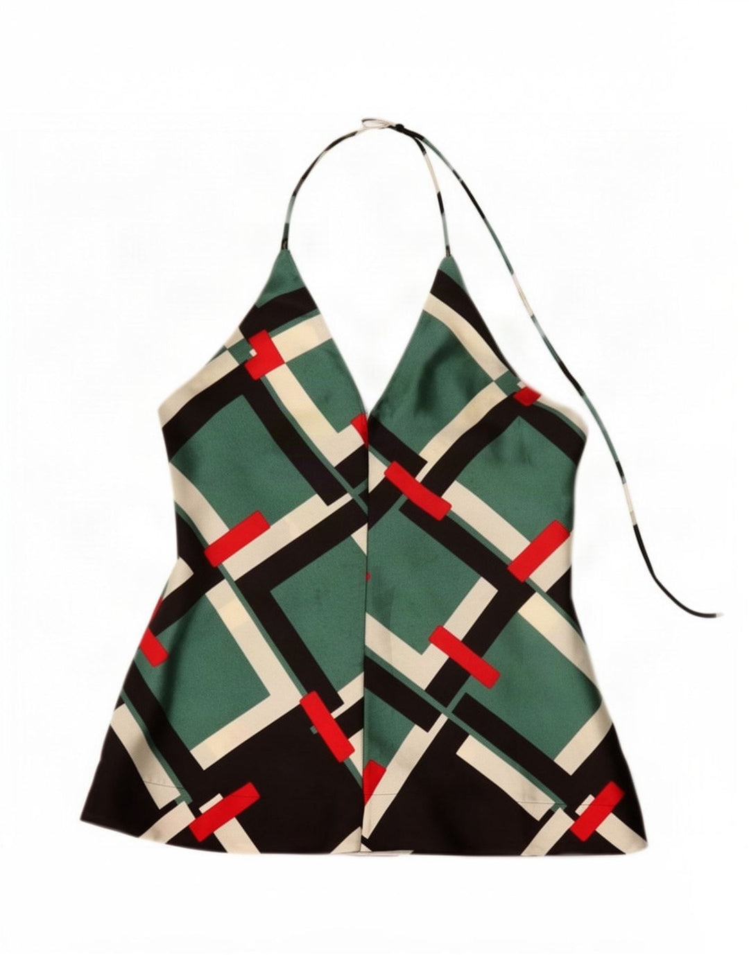 Top alla caviglia da donna Zara UK 6 XS poliestere geometrico verde