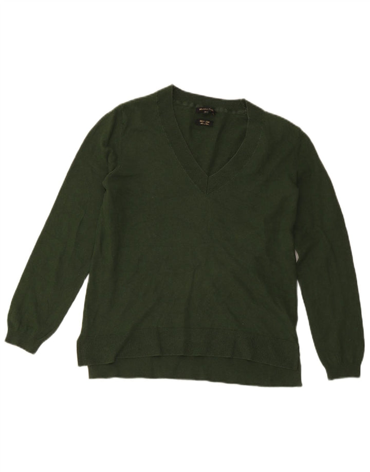 Massimo Dutti Maglione da donna con scollo a V UK 14 Large Verde