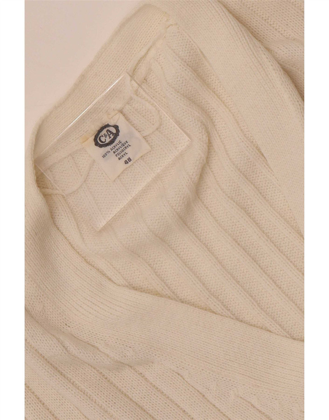 Maglione cardigan da donna C&A EU 48 2XL Acrilico bianco