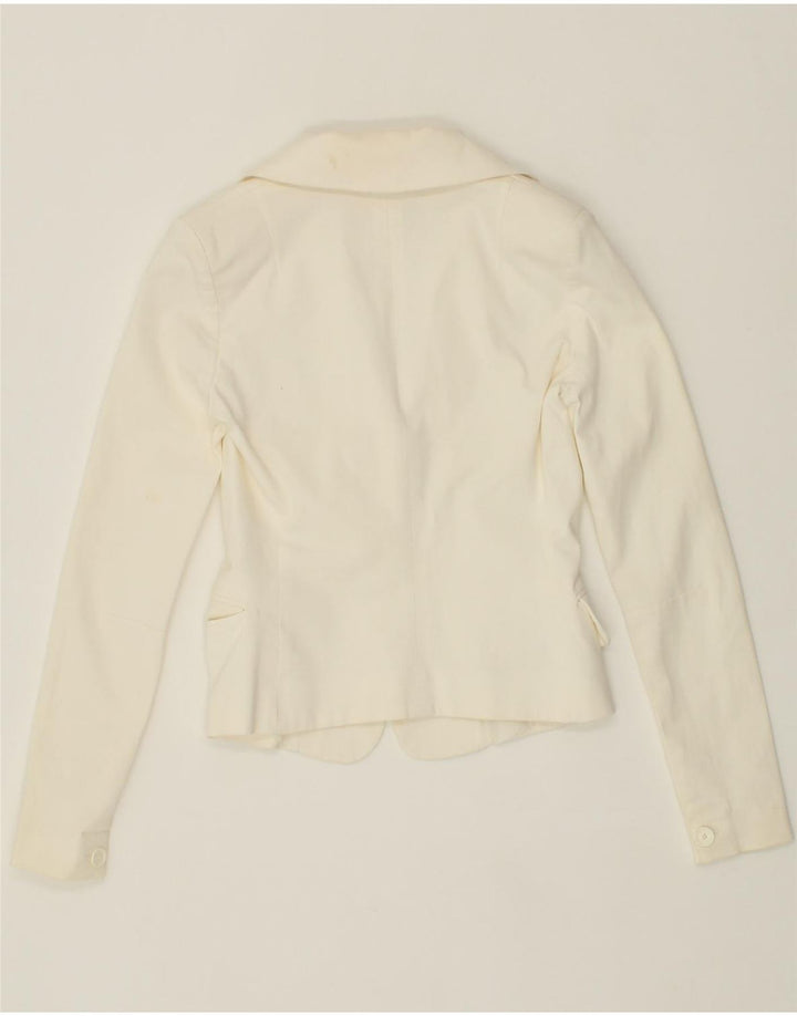 PATRIZIA PEPE Womens Crop 2 Button Blazer Jacket IT 42 Medium White Vintage Patrizia Pepe and Second-Hand Patrizia Pepe from Messina Hembry 