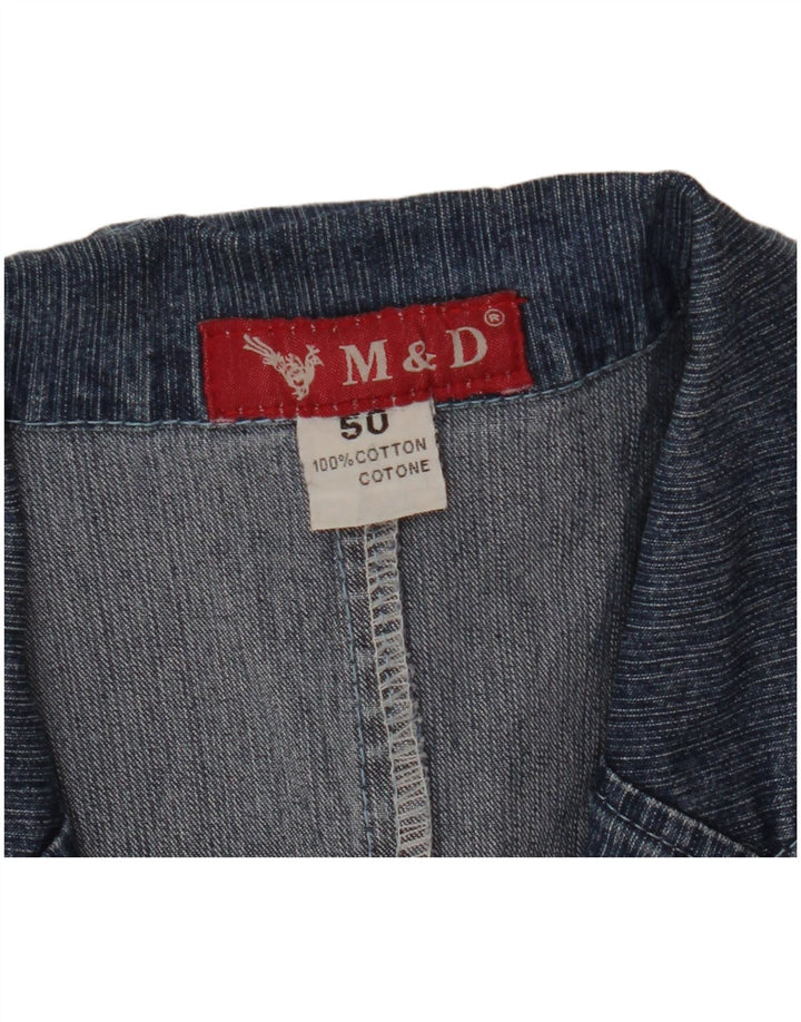 Giacca blazer in denim vintage da donna a 2 bottoni IT 50 XL in cotone blu