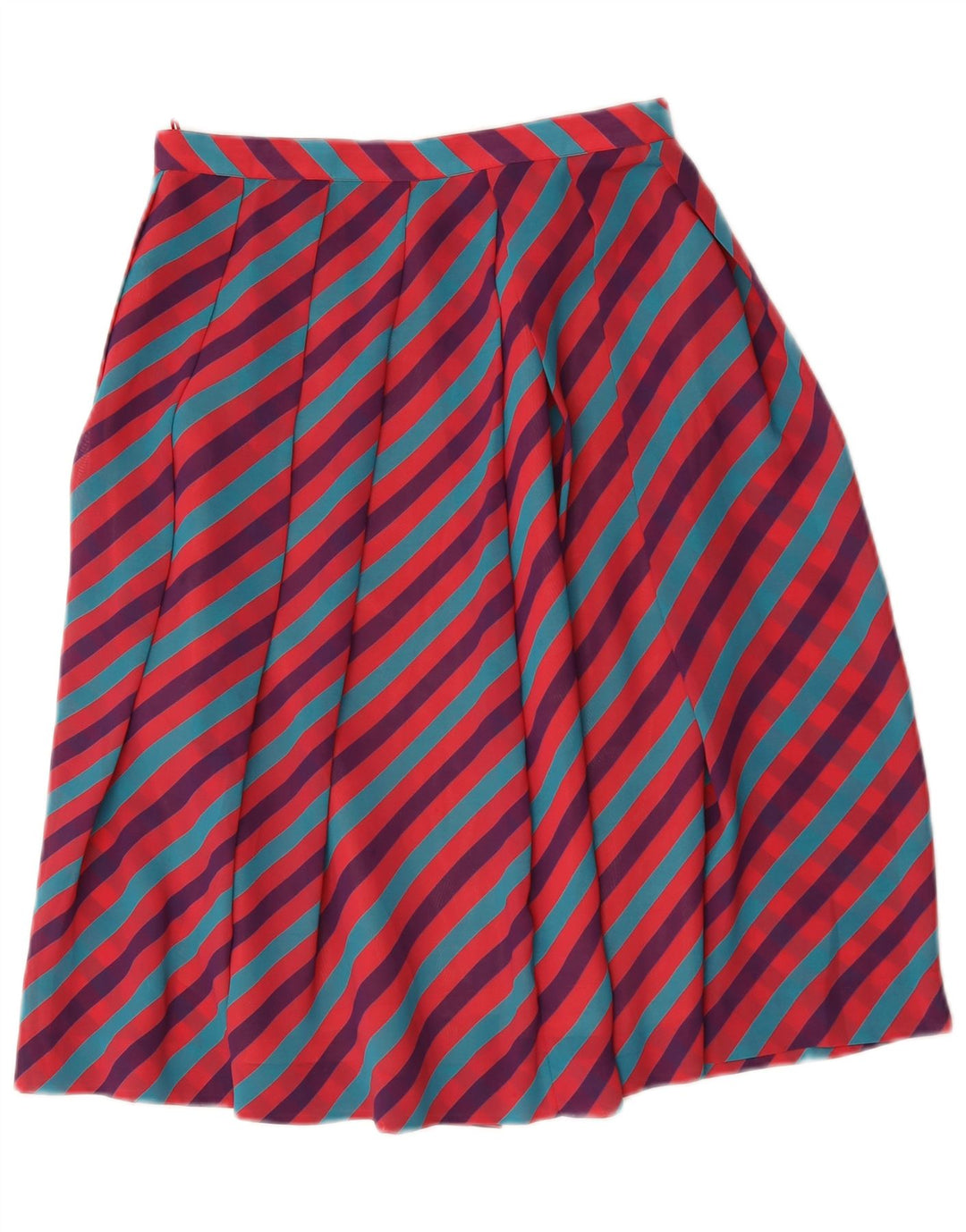 Gonna svasata da donna vintage IT 46 grande W28 poliestere a righe multicolore