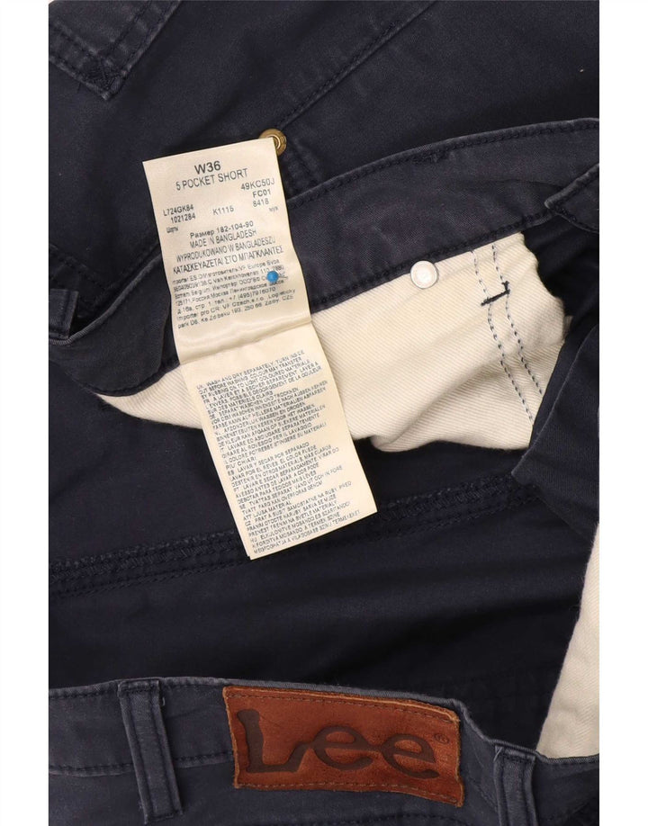 Pantaloncini di jeans da uomo Lee W36 grandi in cotone blu navy