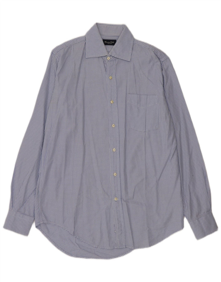 Camicia da uomo Massimo Dutti taglia 40 cotone pied de poule blu medio