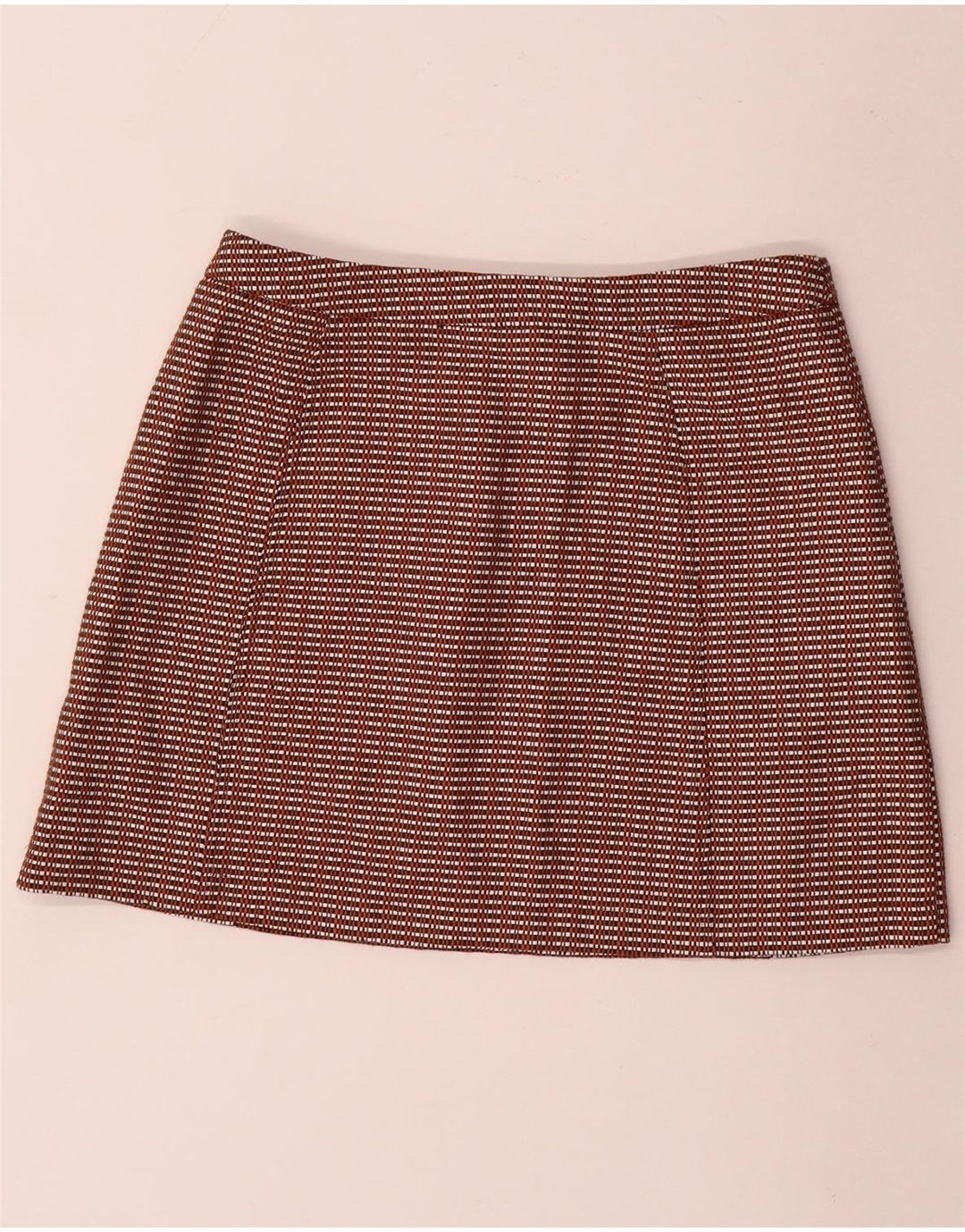 TOPSHOP Minigonna da donna UK 12 Media W28 Cotone a quadretti marrone