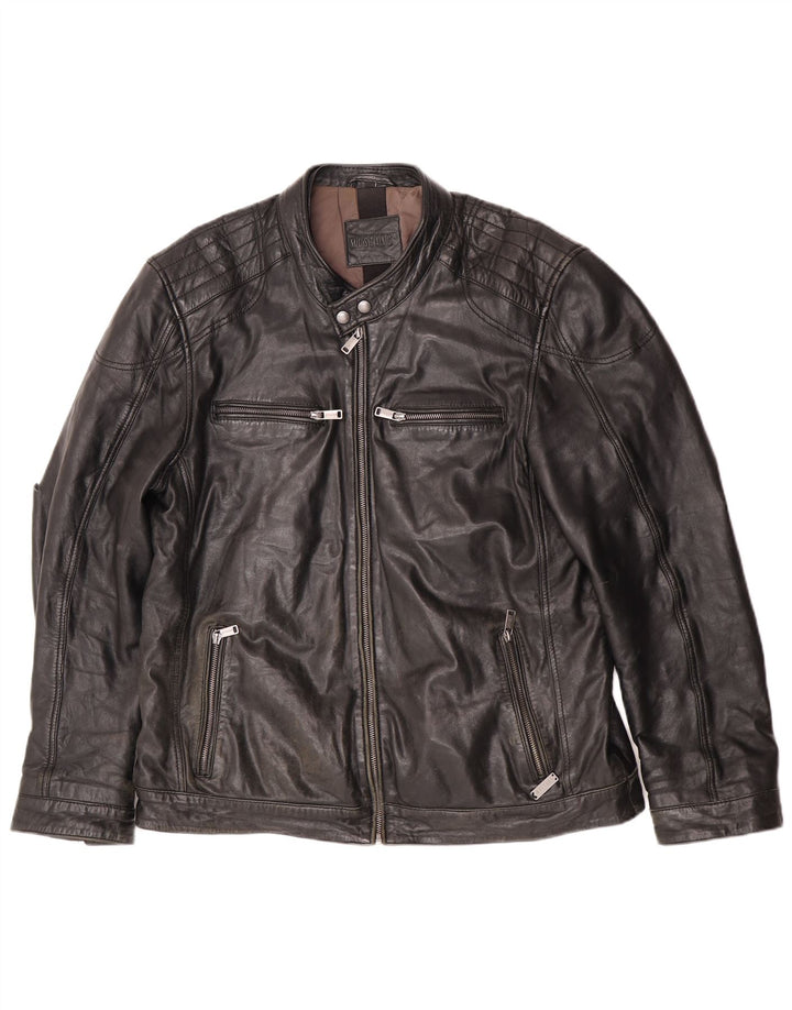 Giacca da pilota in pelle da uomo Mustang UK 44 2XL Pelle nera