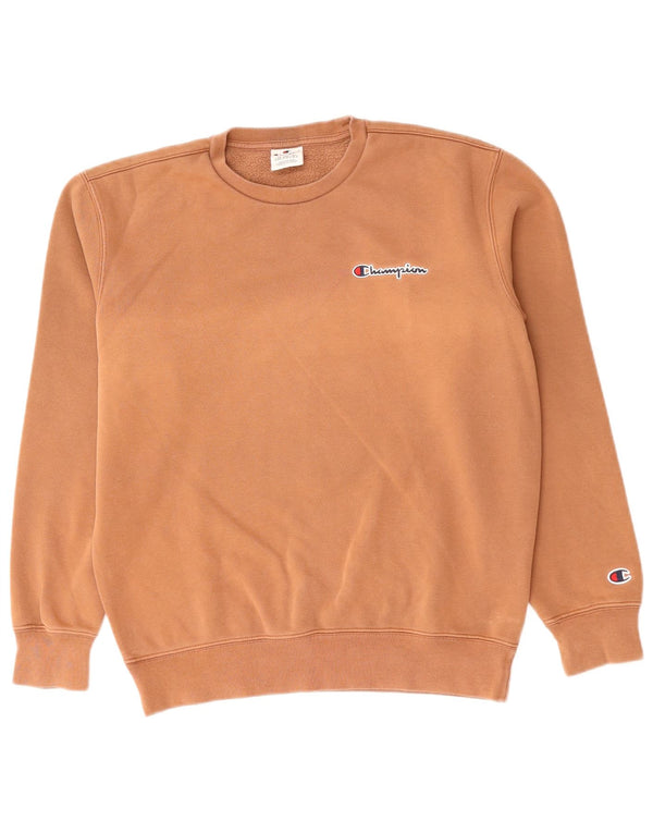 CHAMPION Felpa da uomo vestibilità ampia maglione piccolo cotone marrone