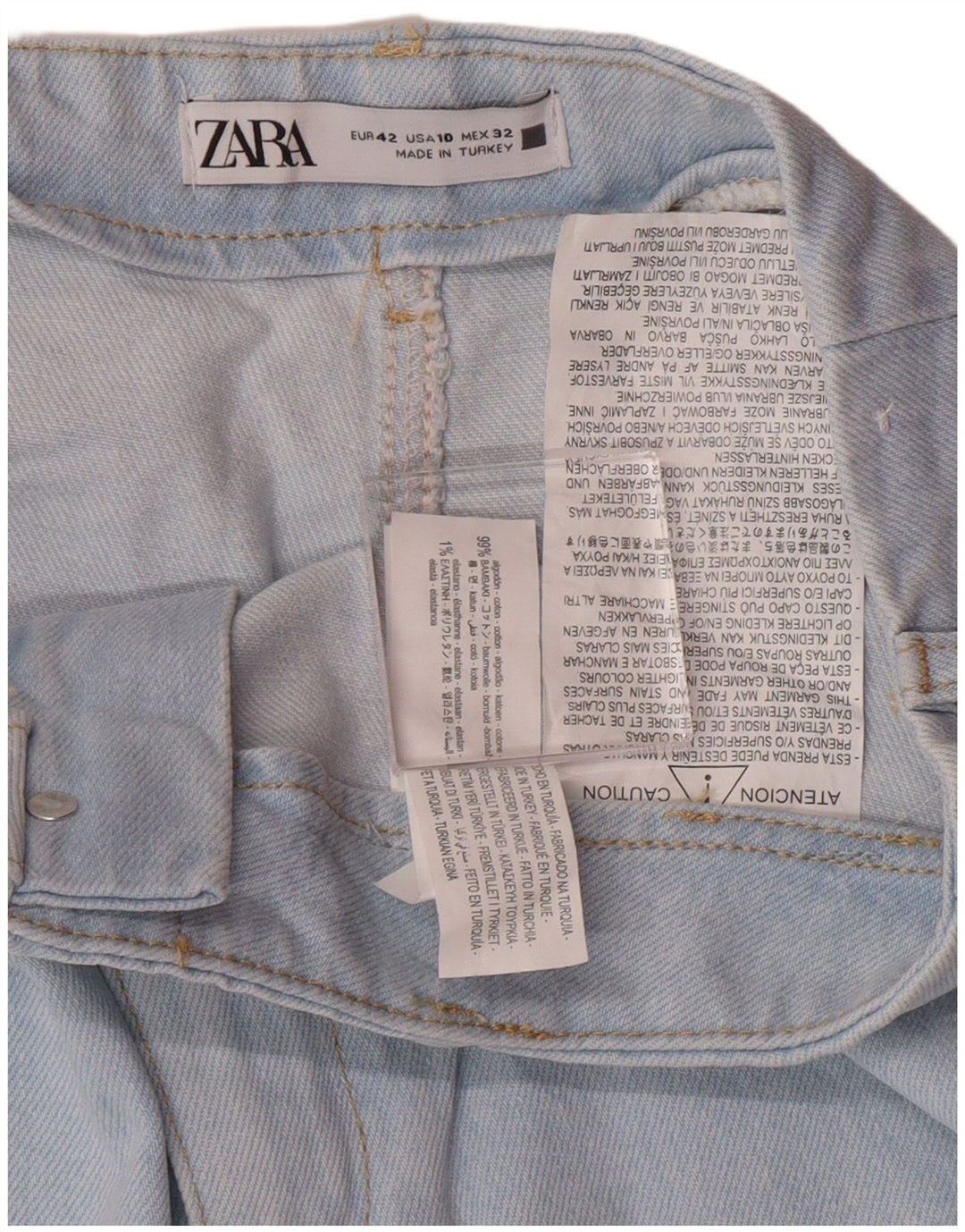 Jeans Zara da donna a gamba larga a vita alta EU 42 Large W32 L26 Blu classico