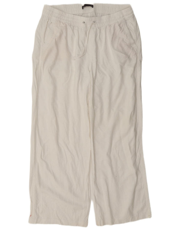 Pantaloni casual vestibilità ampia da donna Marks & Spencer UK 16 Large W34 L28 Bianco