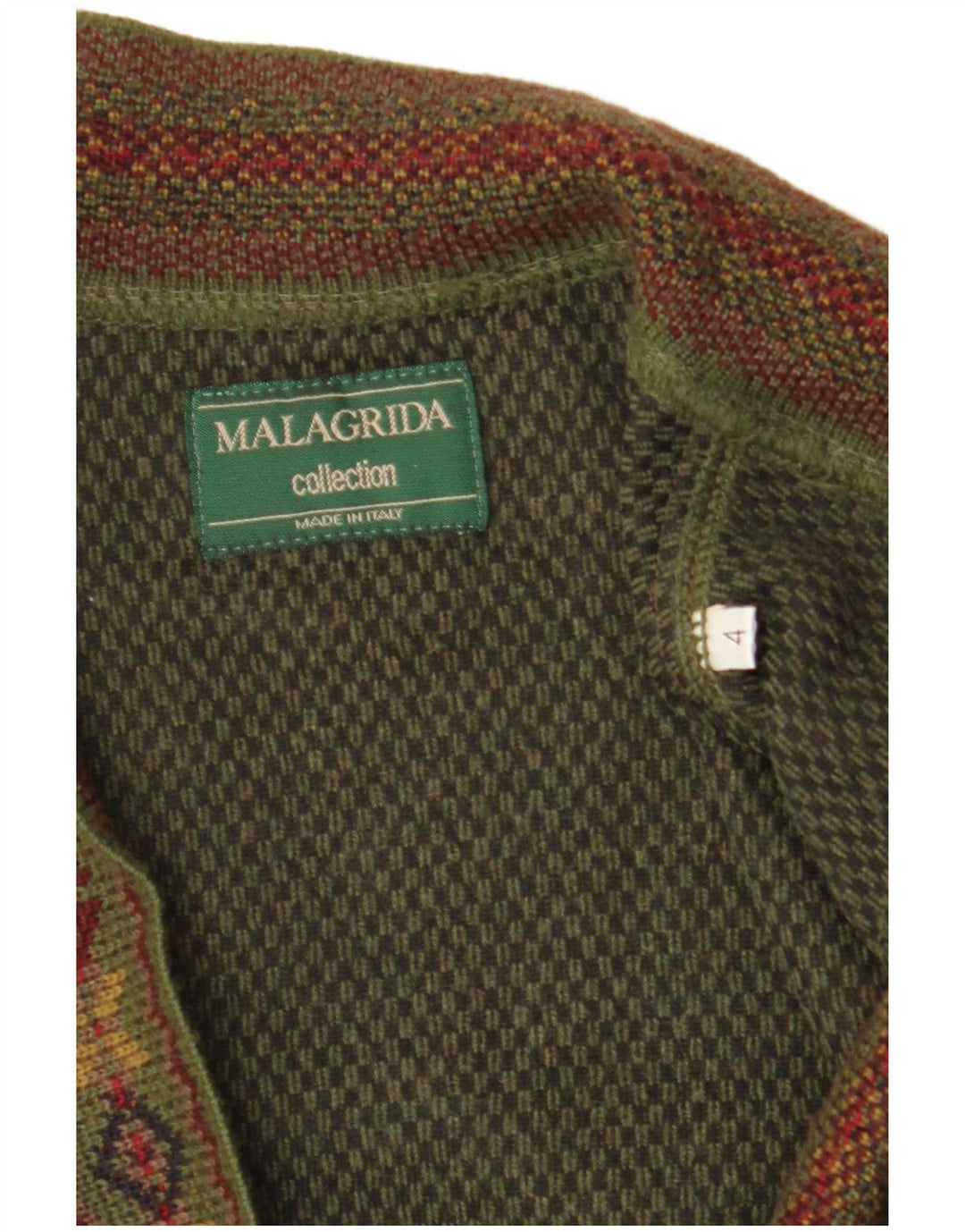 Maglione cardigan da uomo Malagrida grande lana kaki Fair Isle