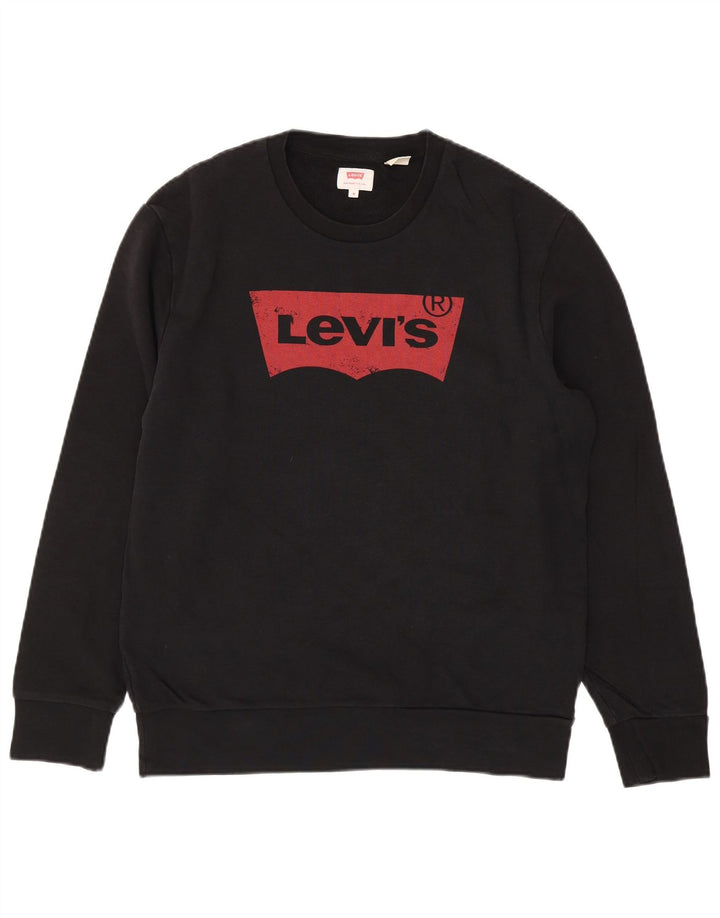 LEVI'S Mens Graphic Sweatshirt Jumper Medium Black Cotton