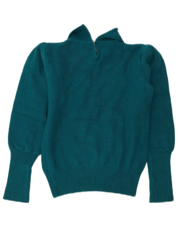 Maglione maglione collo alto da donna Niki Line UK 10 piccolo blu angora