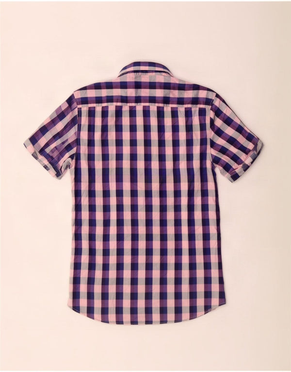 Ted Baker Camicia a maniche corte da uomo taglia 3 cotone a quadri multicolore medio