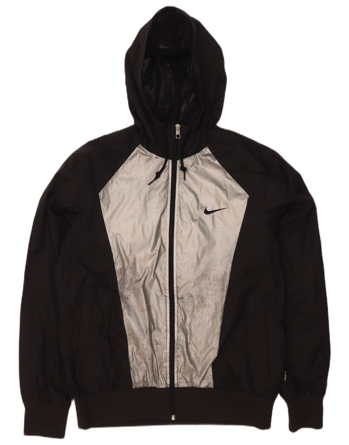 Giacca antipioggia con cappuccio da uomo Nike UK 38 nylon color block nero medio