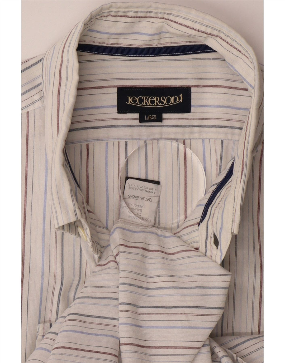 JECKERSON Mens Shirt Large White Striped Cotton