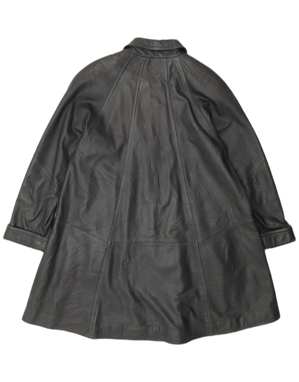 Vintage Womens Leather Coat EU 38 Medium Grey