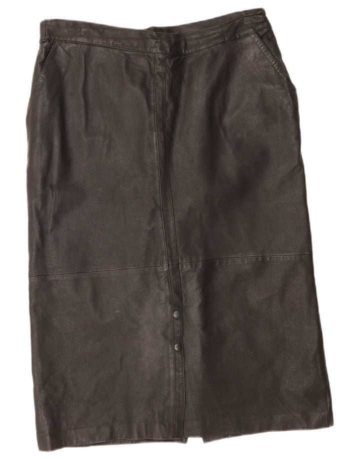 Gonna in pelle vintage da donna IT 44 media W32 in pelle nera