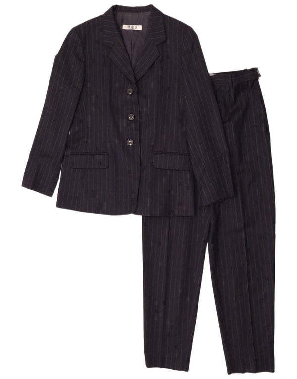 Abito da donna 2 pezzi Marella UK 16 grande W32 L31 blu navy gessato