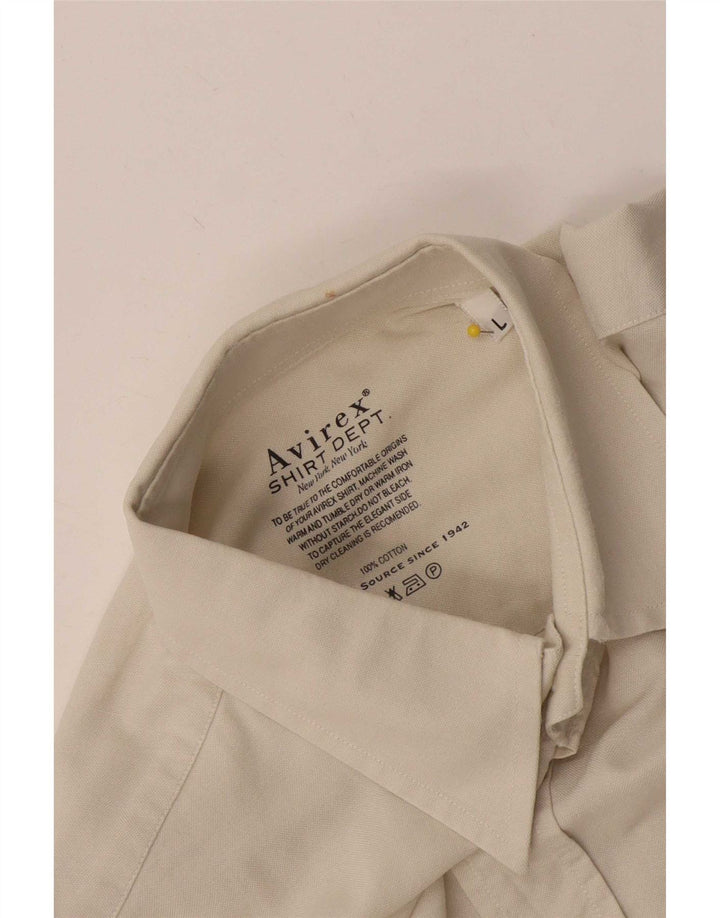Camicia da uomo Avirex Large in cotone bianco sporco