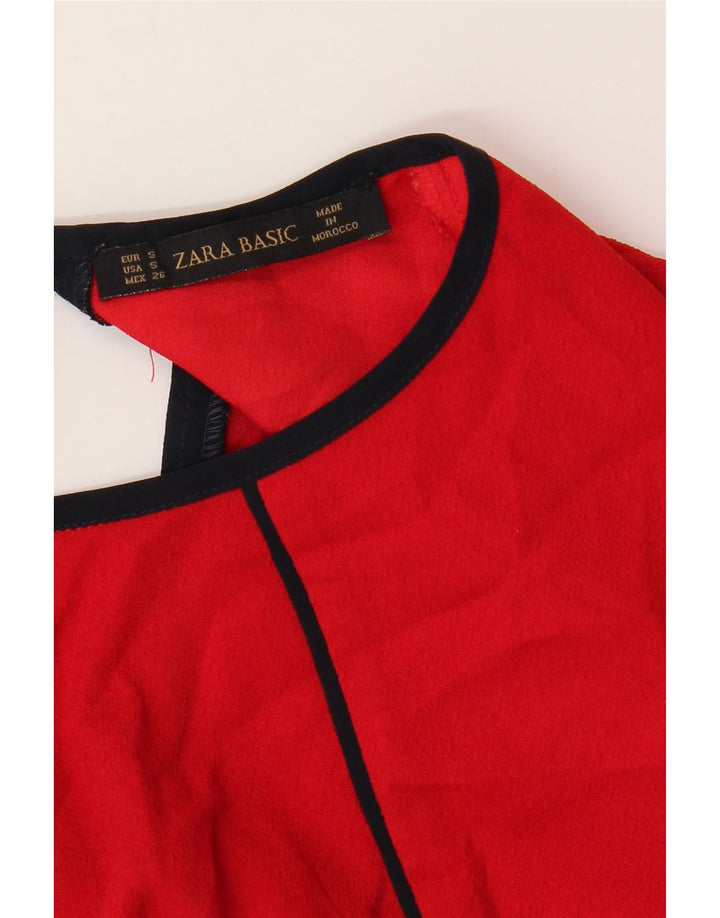 Abito a trapezio a maniche corte da donna ZARA UK 10 piccolo rosso