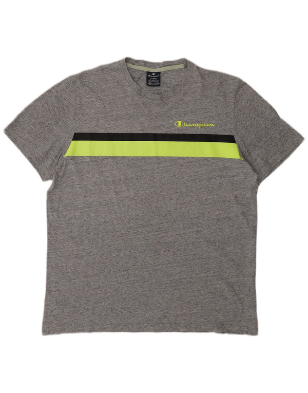 T-shirt grafica da uomo Champion Top Large grigio color block