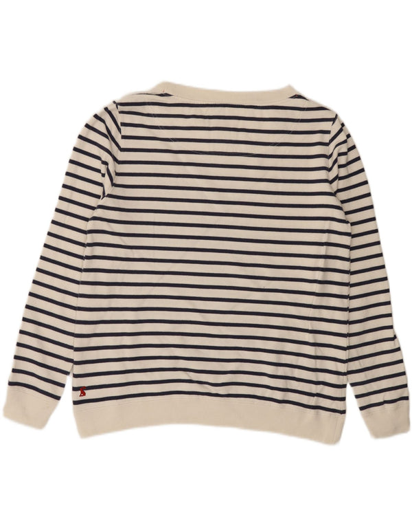 JOULES Womens Graphic Sweatshirt Jumper UK 14 Large White Striped Cotton