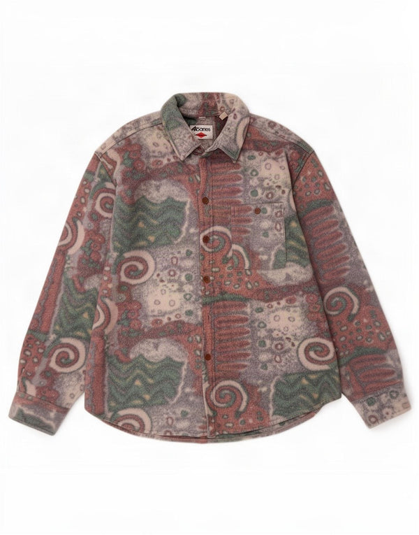 Camicia in pile vintage da uomo taglia 43/44 grande geometrica multicolore
