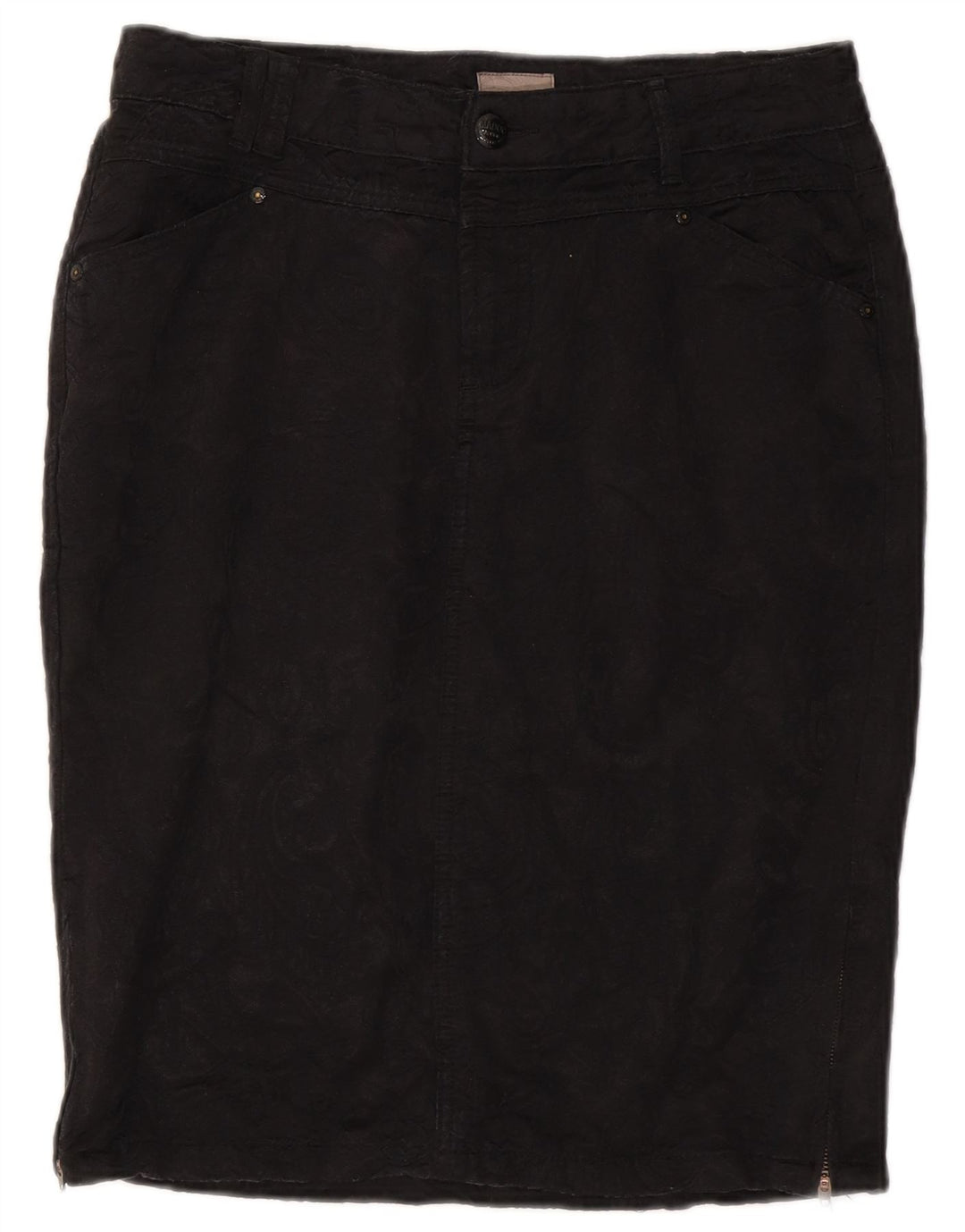 Gonna a tubino vintage da donna EU 40 media W30 cotone nero classico