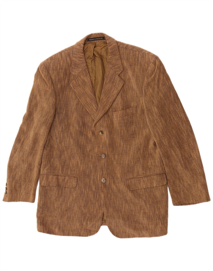 Giacca blazer a 3 bottoni da uomo Marks & Spencer UK 38 Marrone medio screziato