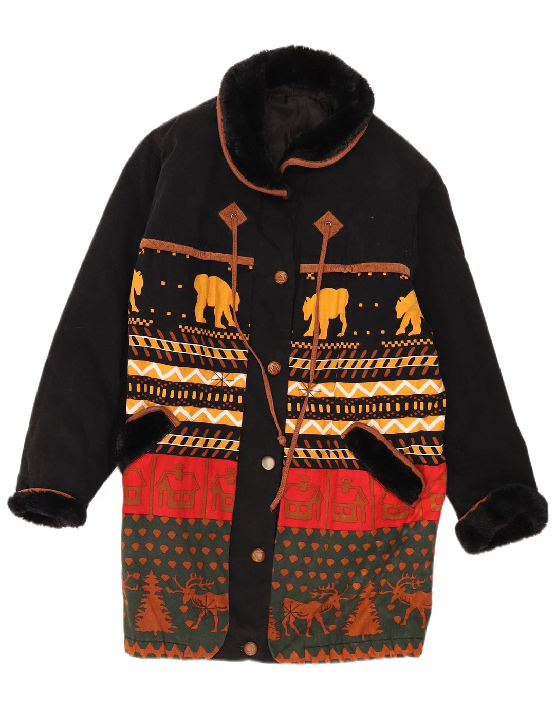 Nuovo soprabito da donna veloce UK 16 grande nero Fair Isle