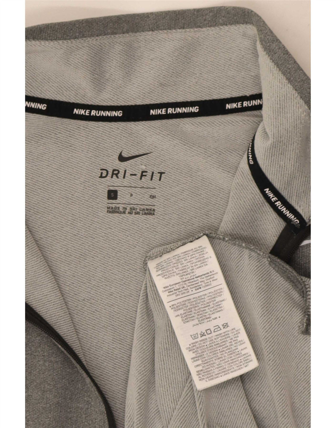 Top della tuta da ginnastica Nike Dri Fit con collo e zip da uomo, piccolo, in poliestere grigio