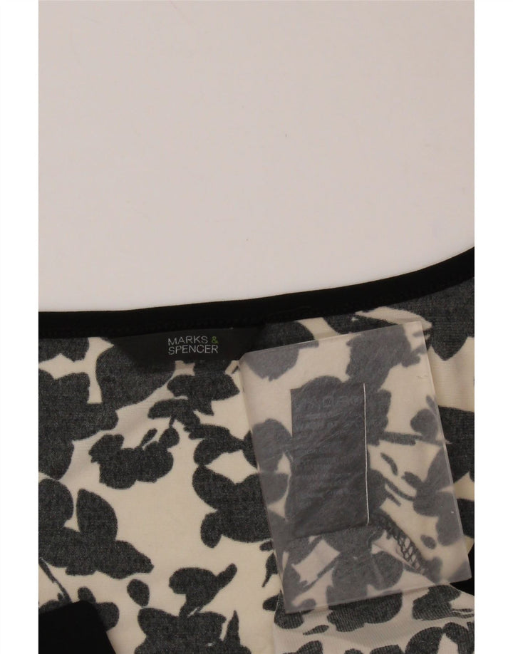 MARKS & SPENCER Camicetta da donna Top UK 16 Grande poliestere floreale nero