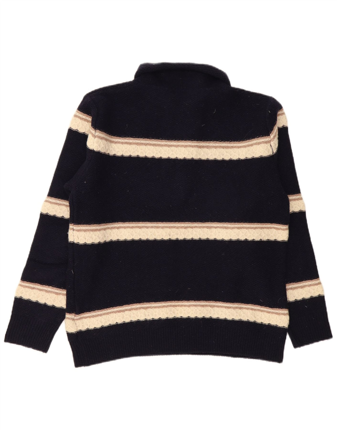 Maglione Kappa da uomo con collo a bottoni, lana d'agnello a righe medie blu navy