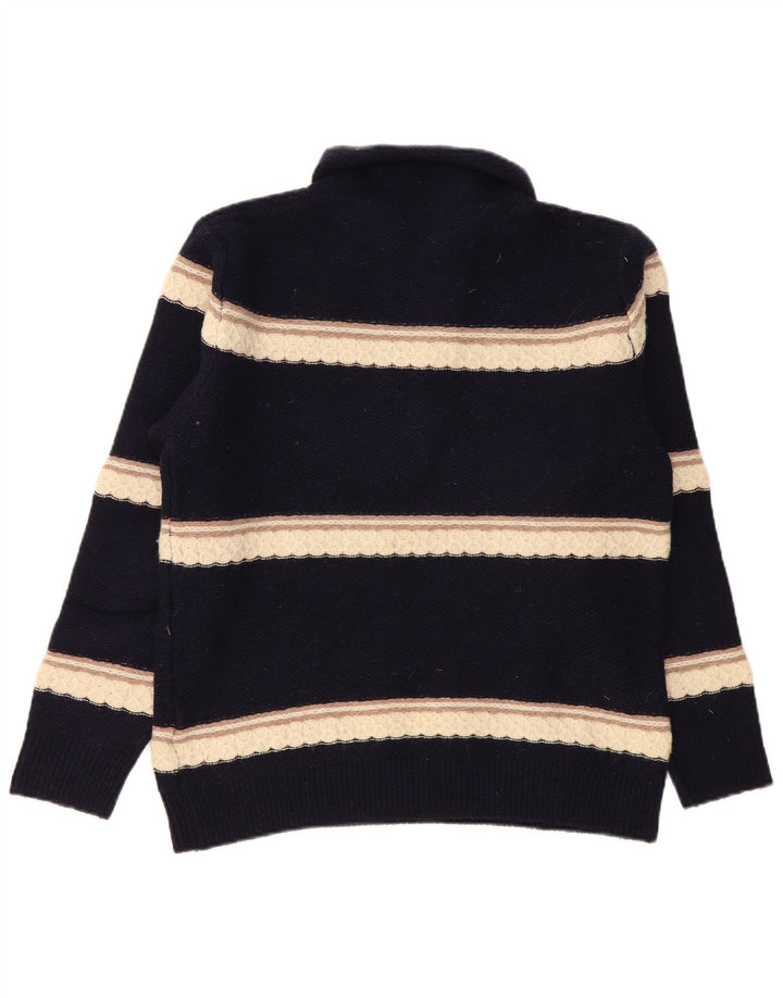 Maglione Kappa da uomo con collo a bottoni, lana d'agnello a righe medie blu navy