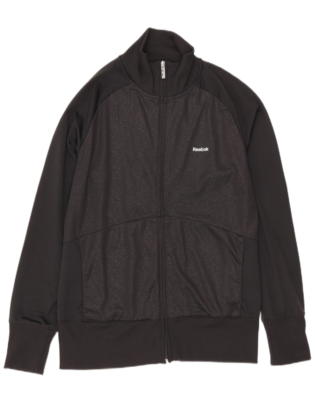 Giacca Reebok da donna con grafica grafica, giacca UK 14 grande, nera