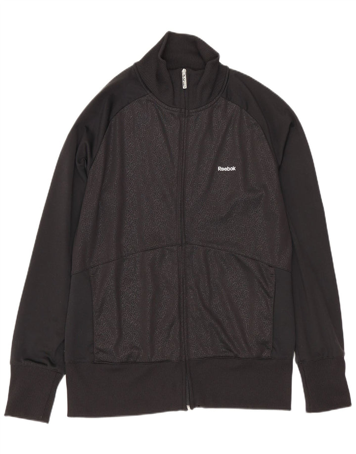 Giacca Reebok da donna con grafica grafica, giacca UK 14 grande, nera