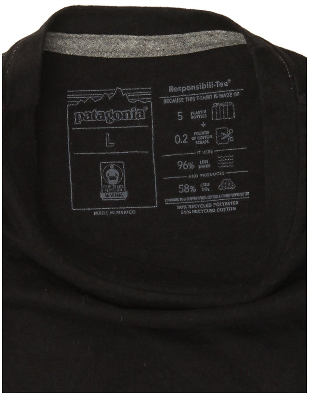 Patagonia T-shirt grafica da donna Top UK 16 Large Nero Poliestere