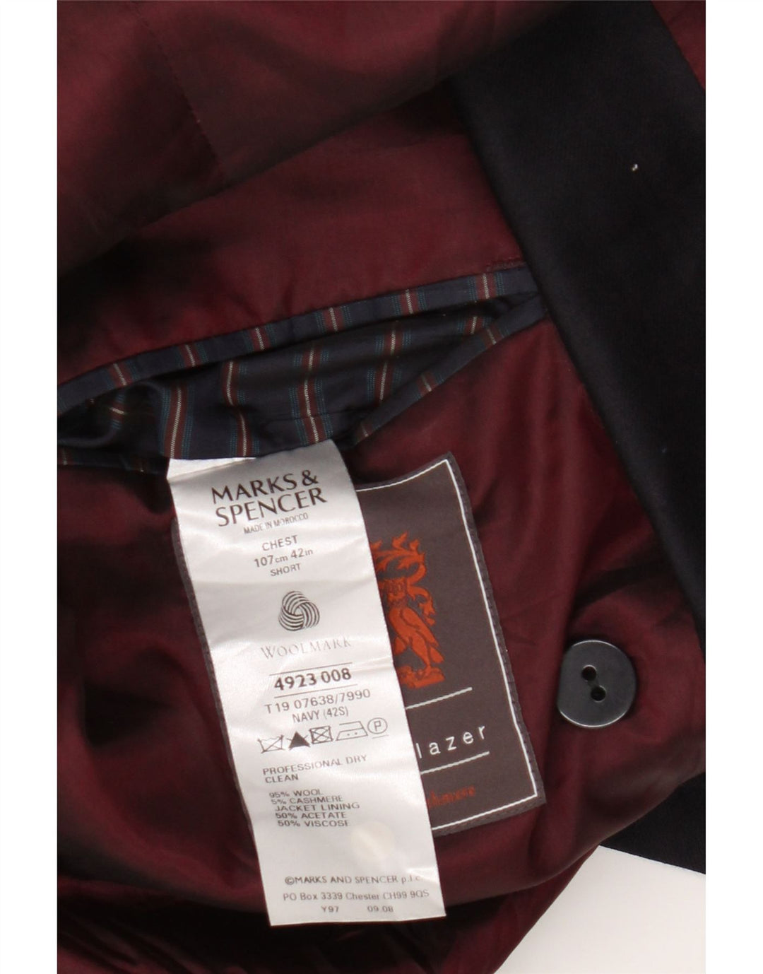 Giacca blazer doppiopetto da uomo Marks & Spencer UK 42 grande blu navy