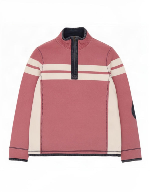 Fat Face Uomo The Airlie Zip Neck Felpa Maglione a righe rosa medio