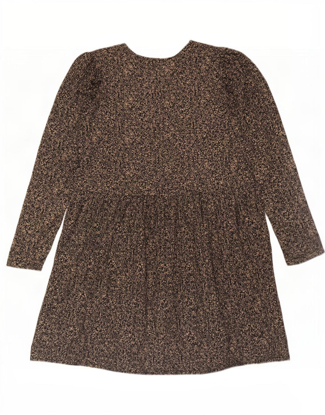 Abito basic a maniche lunghe da donna Zara UK 14 Poliestere floreale marrone medio