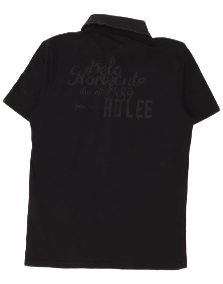 Polo grafica da donna Lee UK 10 piccola in cotone nero